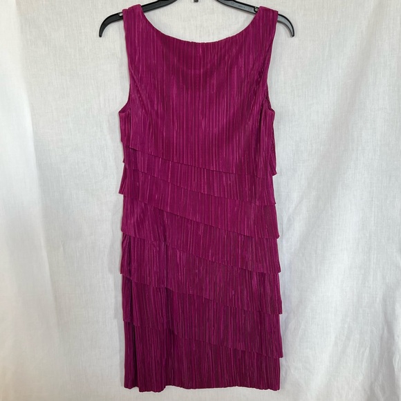 **SOLD** Pink Flapper Style Tiered Sleeveless Midi Dress Size 8 - Picture 7 of 9